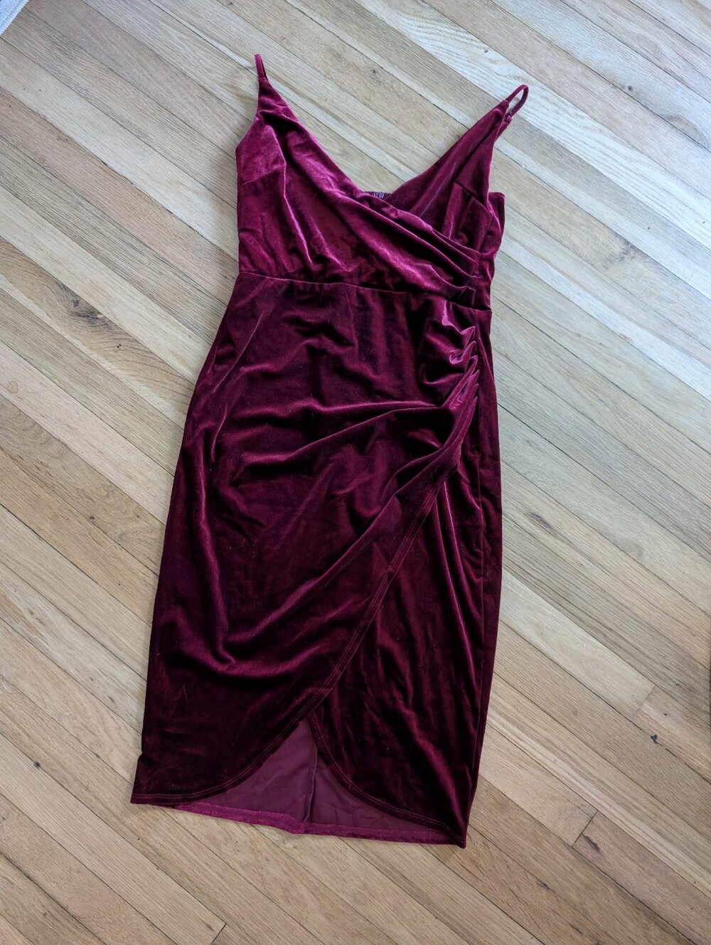 Premier Burgundy Velvet Wrap Midi Dress